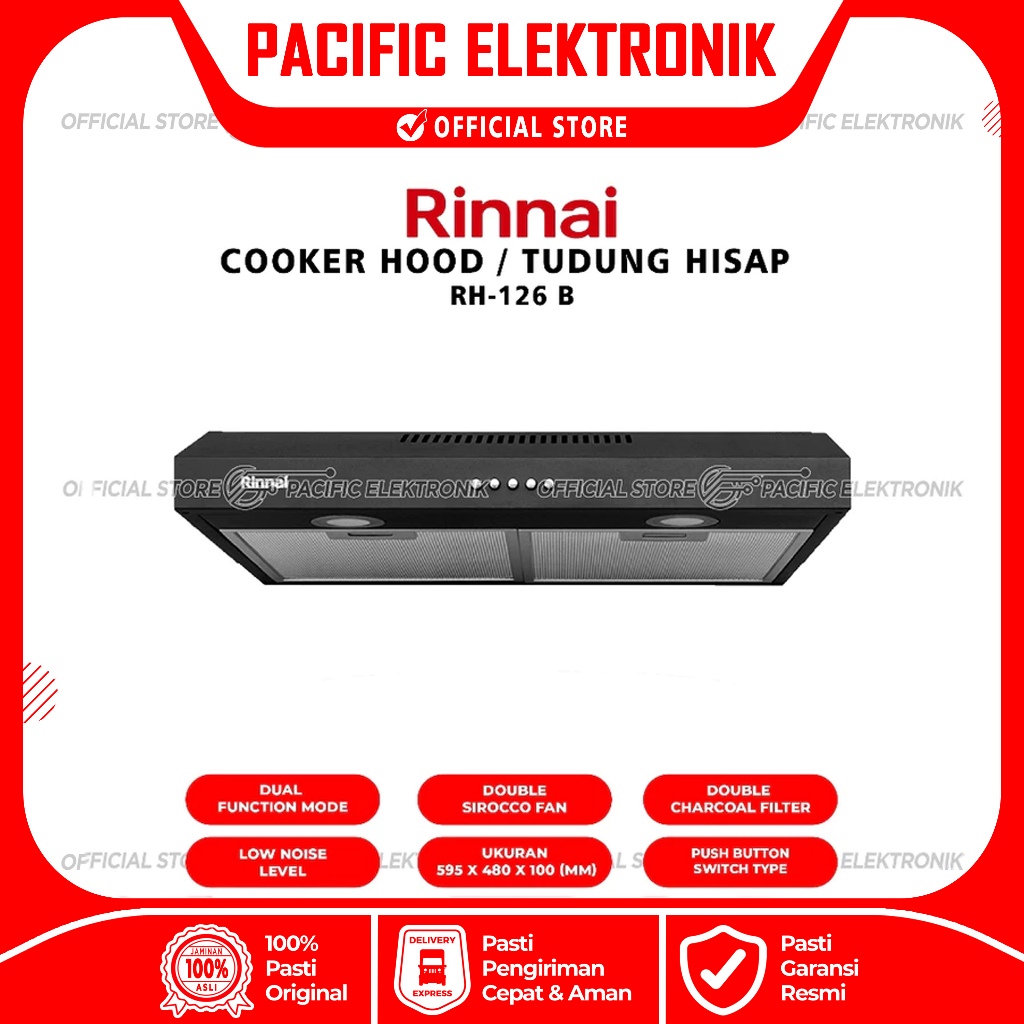 Penyedot Asap Kompor Cooker Hood Rinnai 60cm RH 126B