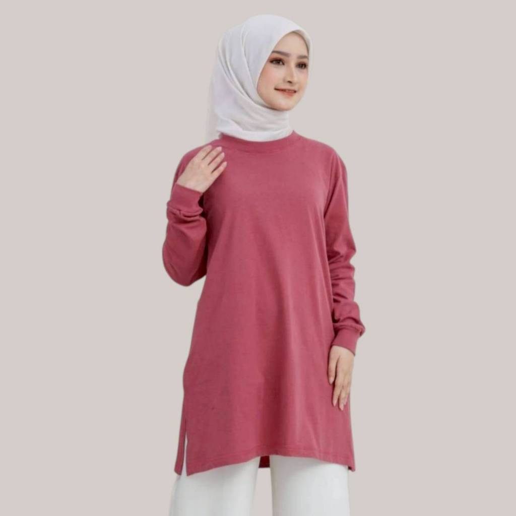Tunik Polos Jumbo Oversize Bahan Kaos Katun Premium | Fashion Wanita Muslimah Kekinian