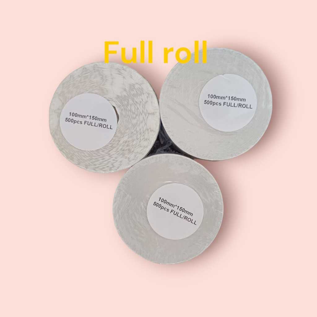 

LABEL THERMAL 1 ROLL FULL 100x150 uk A6 1 roll isi 500 lembar murah