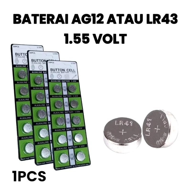 (8J) BATERAI LR43 Battery Baterai Batre Kancing Button Cell Lithium Lr43 Lr 43 Ag12 Ag 12 1,55v 1.5v