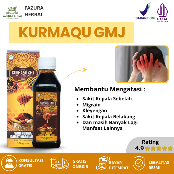 Kurmaqu GMJ Sakit Kepala Sebelah, Obat Migrain, Obat Sakit Kepala Kleyengan, Sakit Kepala Belakang