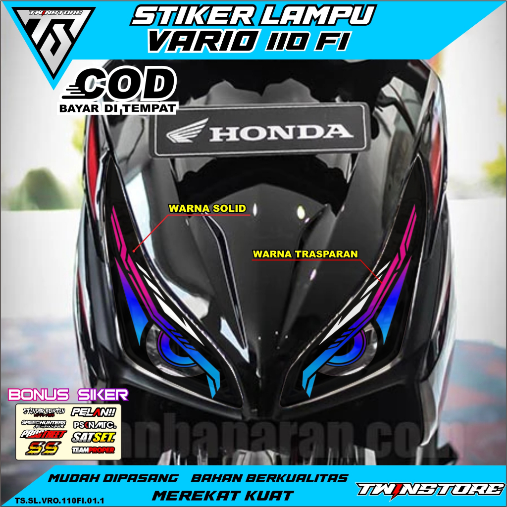STIKER VARIASI LAMPU ALIS MOTOR VARIO 110 FI TRANSPARAN UV VARIO 110 FI