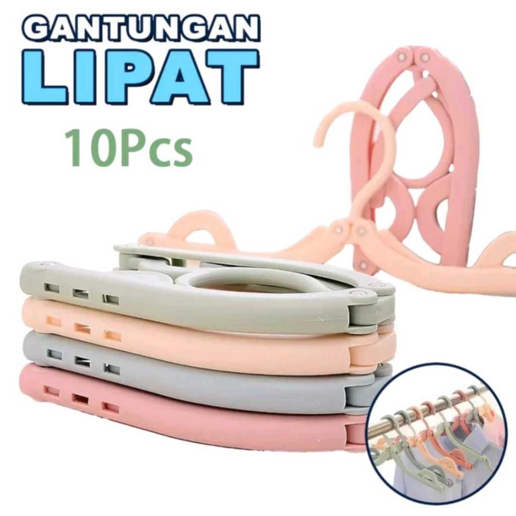 [ 10 PCS] GANTUNGAN BAJU LIPAT serbaguna / HANGER LIPAT magic portable travel / hanger portable / HA