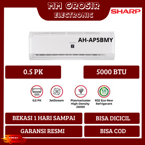 SHARP AC 0.5 PK 1/2 PK AH-AP5BMY AH AP5 BMY AHAP5BMY PLASMACLUSTER LOW WATT BEKASI MURAH GARANSI RES
