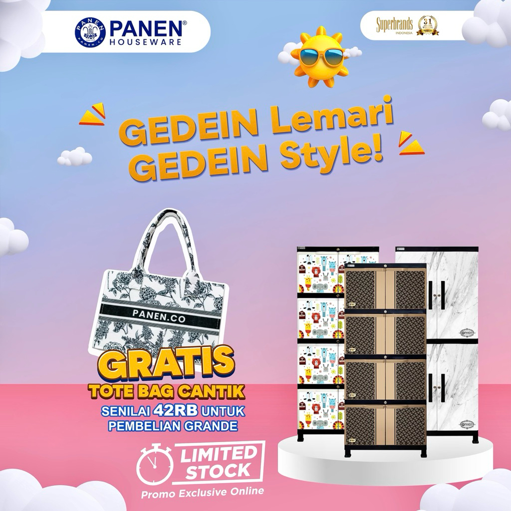 Panen Lemari Plastik Grande Jumbo 4 Tingkat 8 Pintu / Kabinet Baju Anak Cartoon Animal Pasti Ori