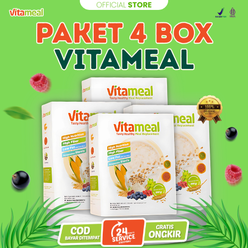 

[ AMPUH ] Vitameal 4 Box -- Sereal Sehat Stabilkan Gula Darah Cegah Kolesterol dan GERD VITAMIL DIET