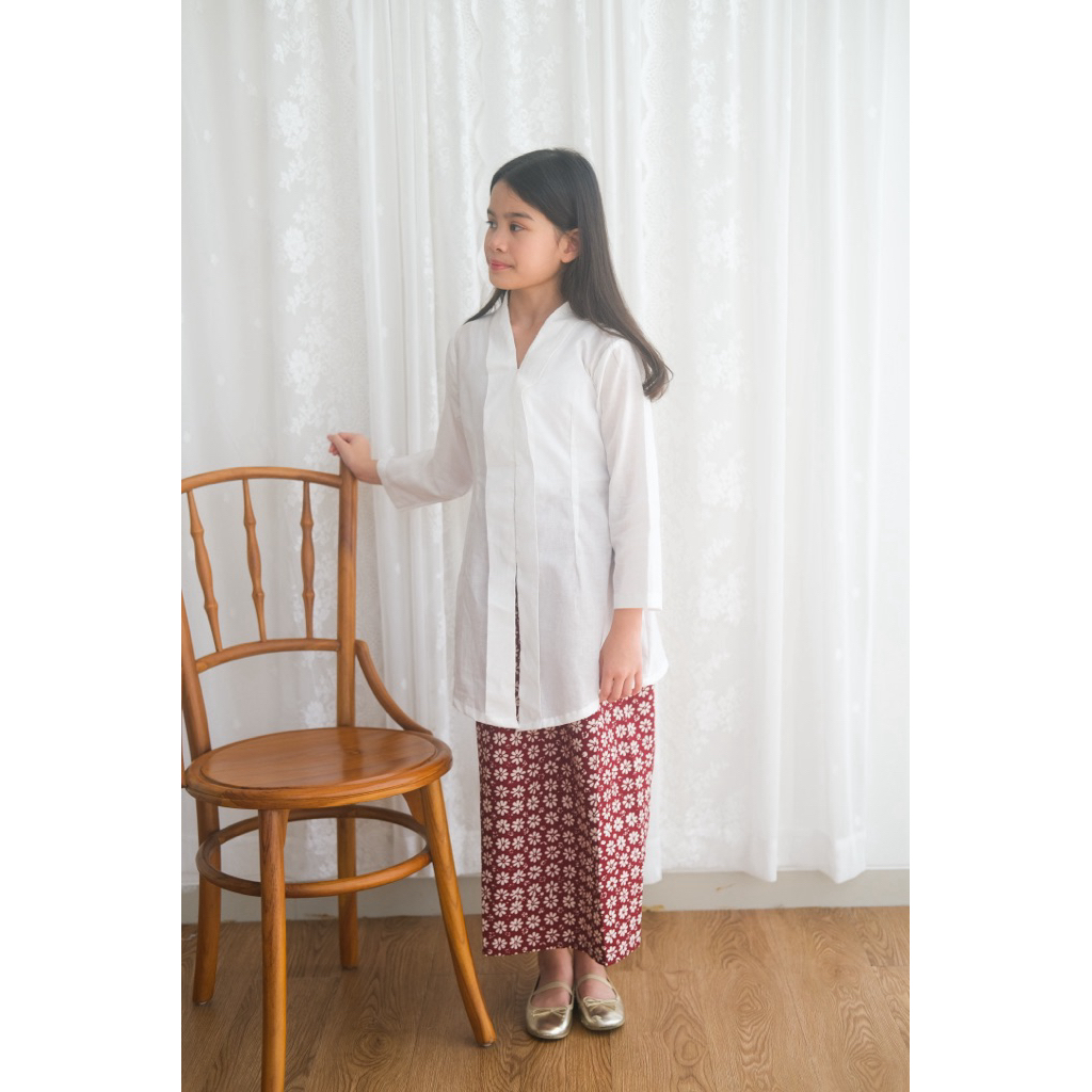 Kebaya Katun Putih Polos - Kebaya anak perempuan bahan katun polos untuk 17 Agustusan