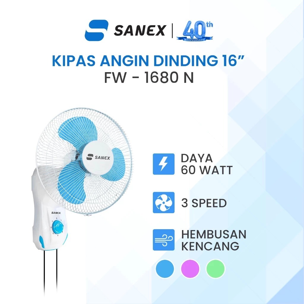 SANEX Kipas Angin Dinding 16 Inch FW-1680 N / Kipas Angin Sanex / Kipas Angin Dinding / Kipas Angin 