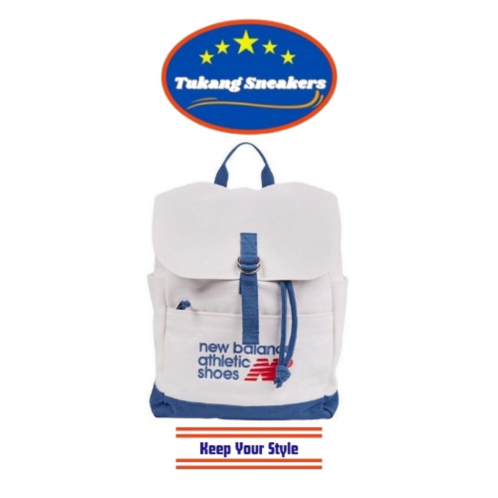 Tas Ransel Unisex New Balance Canvas White Blue NEWLAB515002