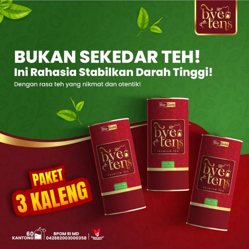 

3 KALENG Bye Tens Bio Gold Premium Tea Teh Hijau Mengkudu Seledri Atasi Hipertensi Tekanan Darah BPOM