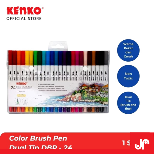 

KENKO 24 COLOR DUALTIP BRUSH PEN DBP-24 / BRUSH PEN KENKO 24 WARNA / SPIDOL WARNA KENKO