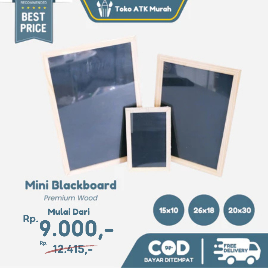 

Mini Blackboard 15 x 10 cm / 26 x 18 cm / 20 x 30 cm - Chalkboard Premium Wood Papan Tulis
