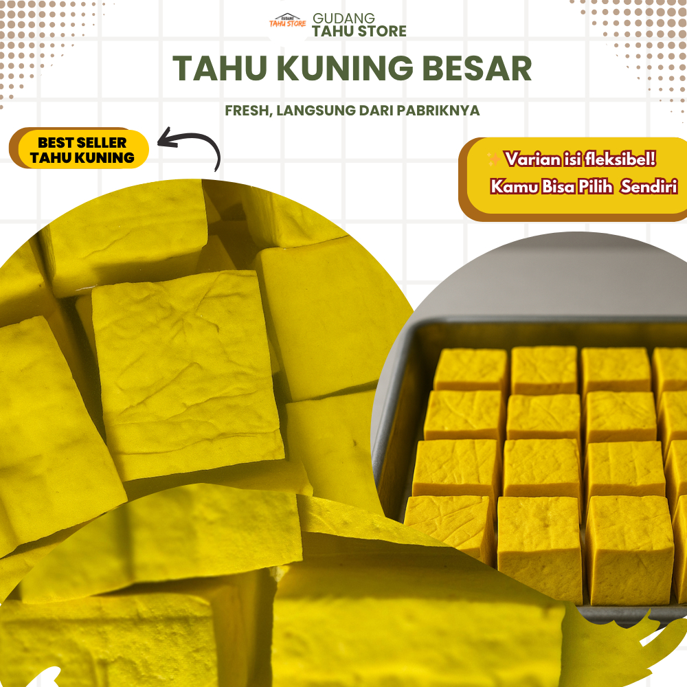

Tahu Kuning / Putih Besar Fresh – Isi 8 / 10 pcs | Gurih & Siap Masak | Kirim Instan