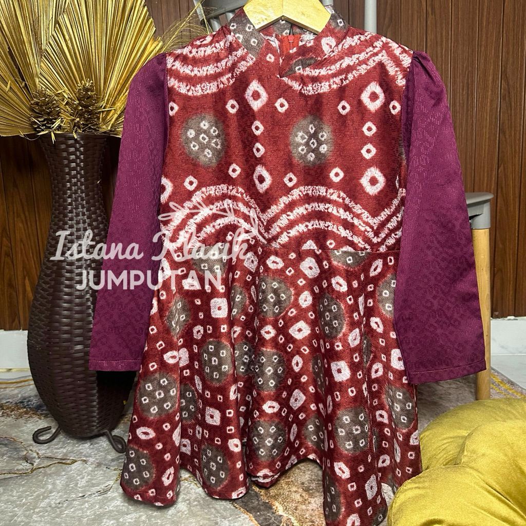 Tunik Jumputan Palembang SYAHNA BLUS JUMPUTAN ATASAN JUMPUTAN KOMBINASI TUNIK JUMPUTAN PALEMBANG BY 