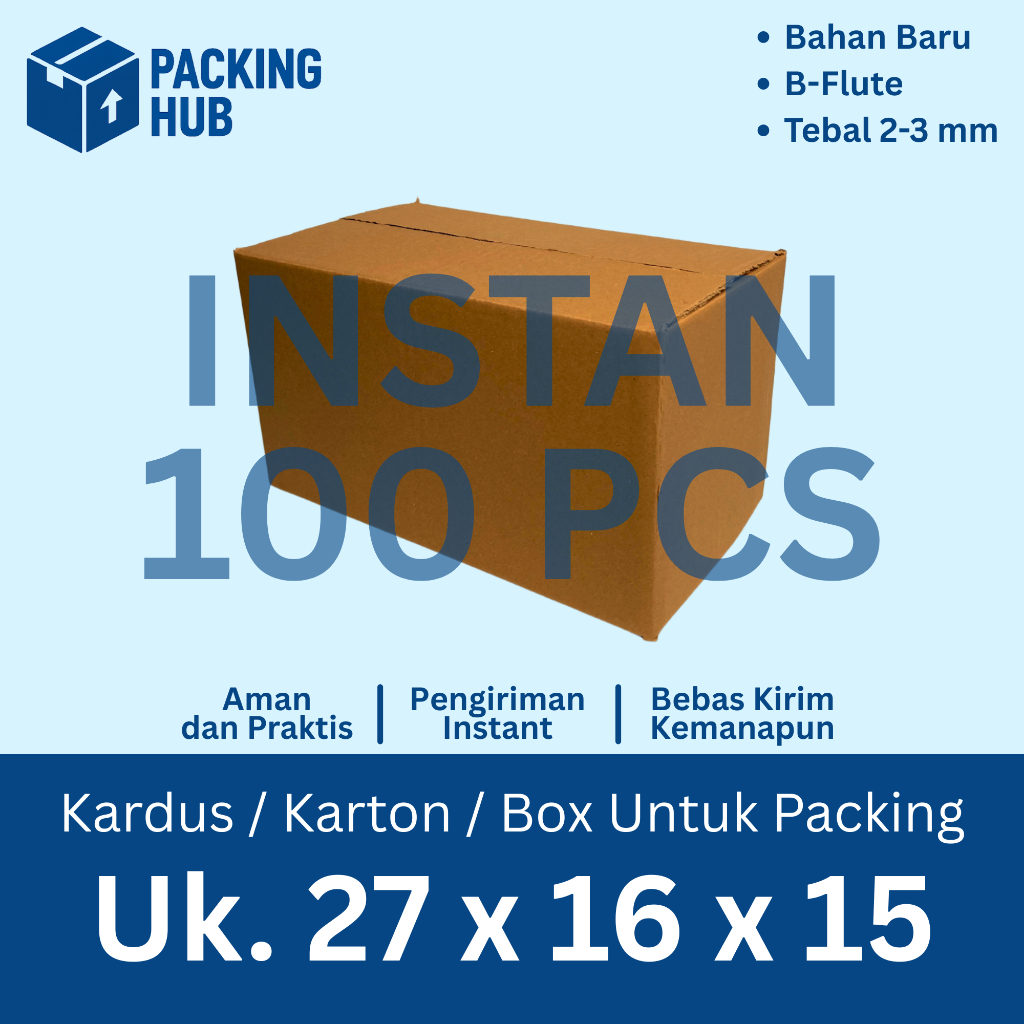 

(INSTAN 100 PCS) KARDUS PACKING 27x16x15 CM / BOX KARTON CORUGATED B-FLUTE / BOX PACKING ONLINE