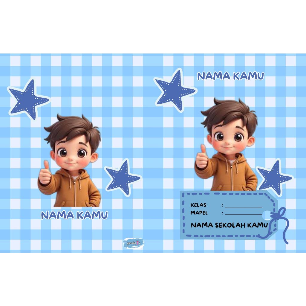 

Buku tulis custom nama, biru series