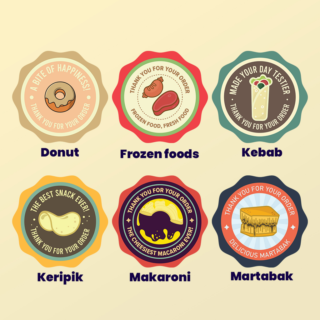 

Stiker label kemasan makanan bahan chromo+cutiing