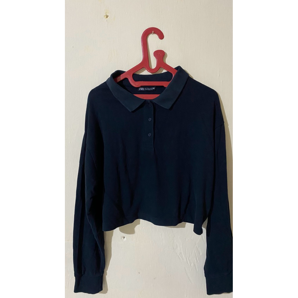 polo crop zara lengan panjang