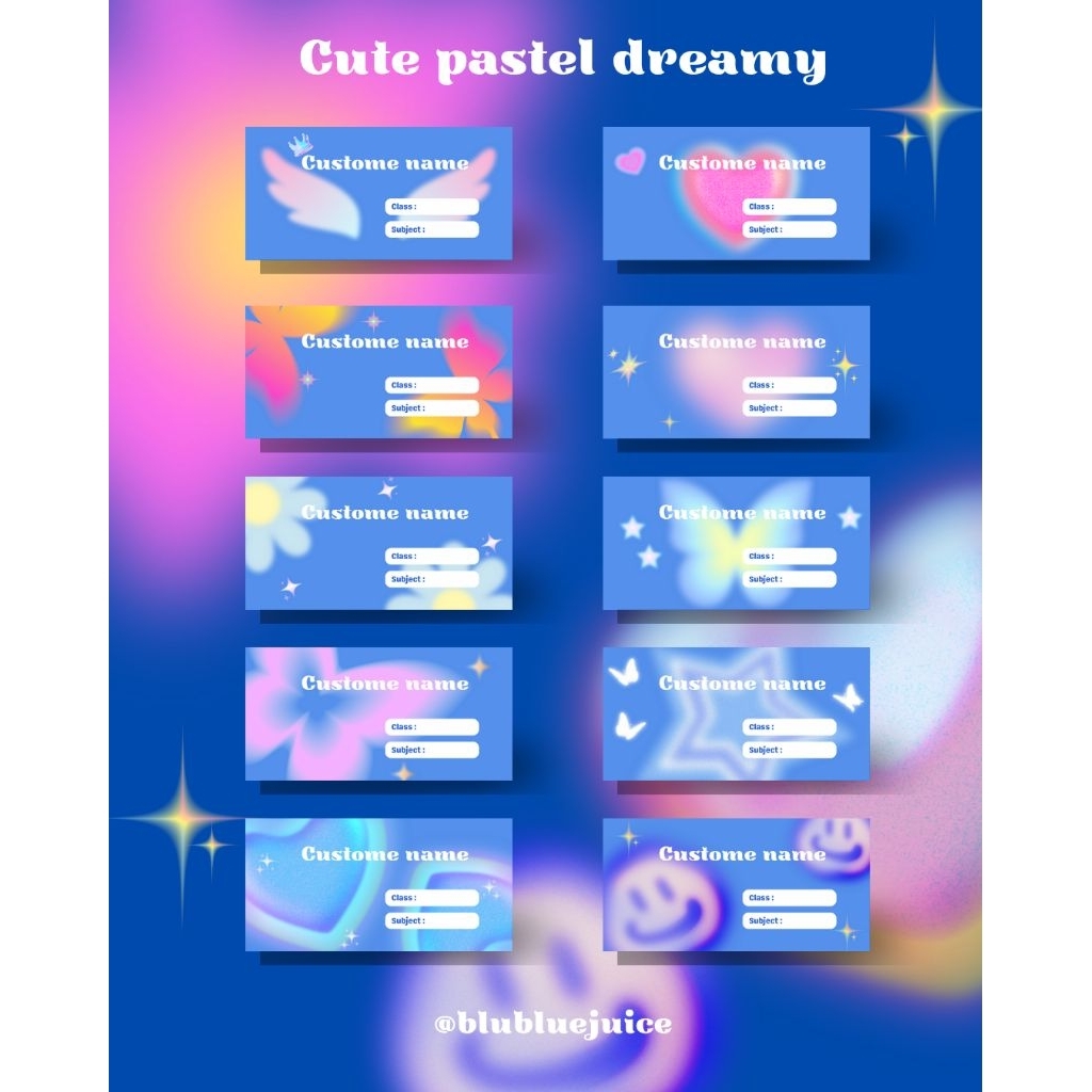 

Custom Sticker cute pastel dreamy - Label Nama Buku / Alat Tulis