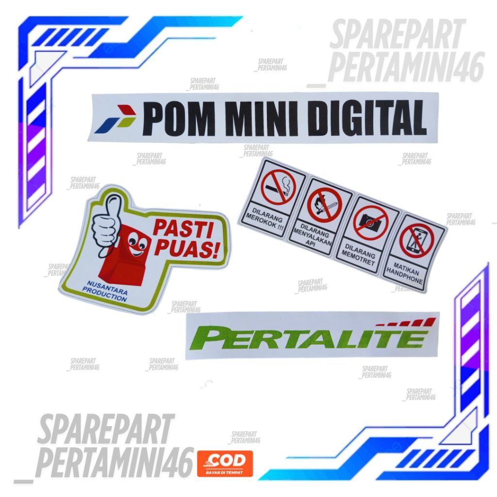 Stiker Set 1 Nozzle Pertalite Pertamini Pom Mini Digital