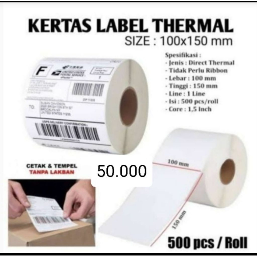 

LABEL STIKER THERMAL 100 X 150 || STICKER LABEL CONTINUOS