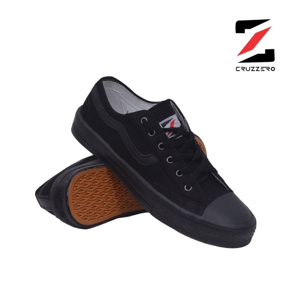 CRUZZERO - SEPATU SEKOLAH ANAK DEWASA HITAM FULL SEPATU LOW HITAM FULL SEPATU KULIAH KERJA HITAM FUL