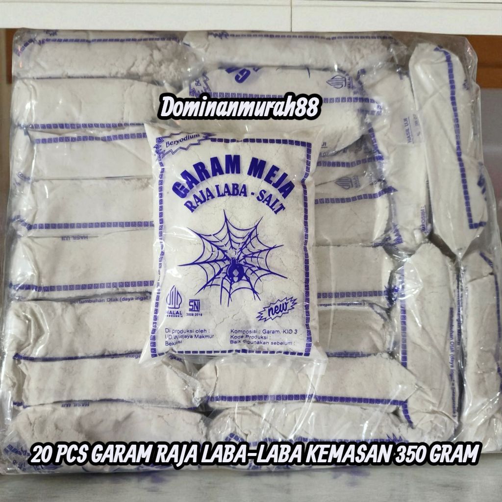 

20 PCS GARAM DAPUR HALUS RAJA LABA-LABA KEMASAN 350 GRAM / GARAM BERYODIUM / GARAM / GAREM