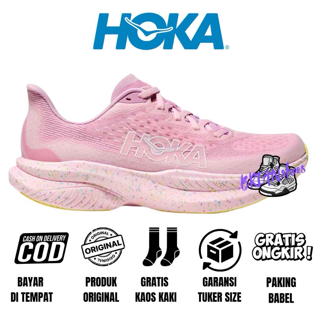 Sepatu Running Wanita Hoka Original Hoka Mach 6 Pink Twilight Lemonade
