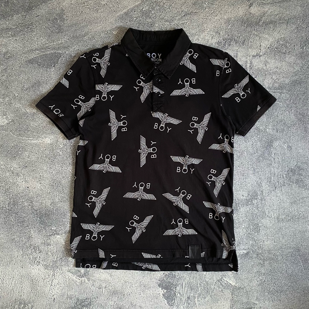 kaos polo shirt boy london full print logo original