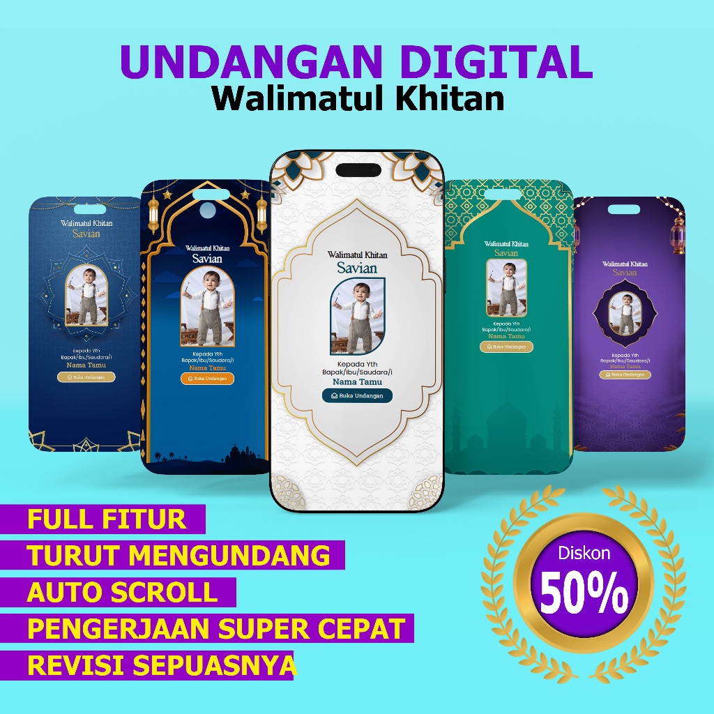 Undangan Digital Khitan Anak Bisa Revisi Sepuasnya | Undangan Murah | Praktis & Cepat