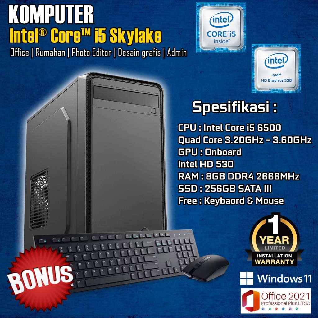 KOMPUTER PC RAKITAN intel Core i5 6500 RAM 8GB