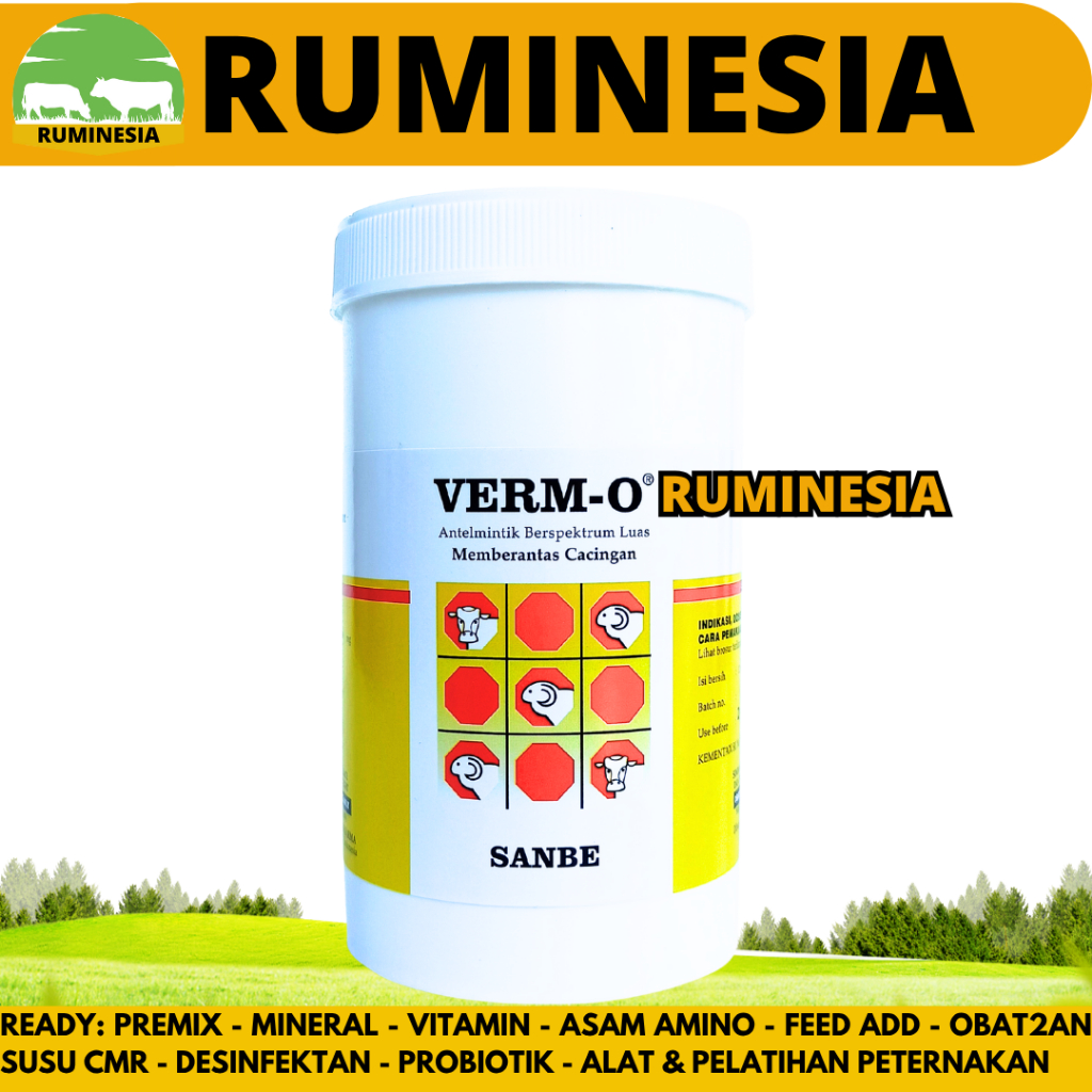 VERM O 12 BOLUS (1 TOPLES KECIL) SANBE - Obat Cacing Ampuh untuk Sapi Kerbau Kuda Spektrum Luas