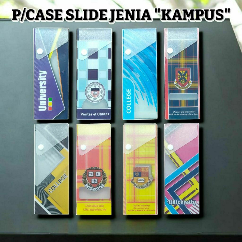 

Kotak Pensil Kancing Motif Kampus