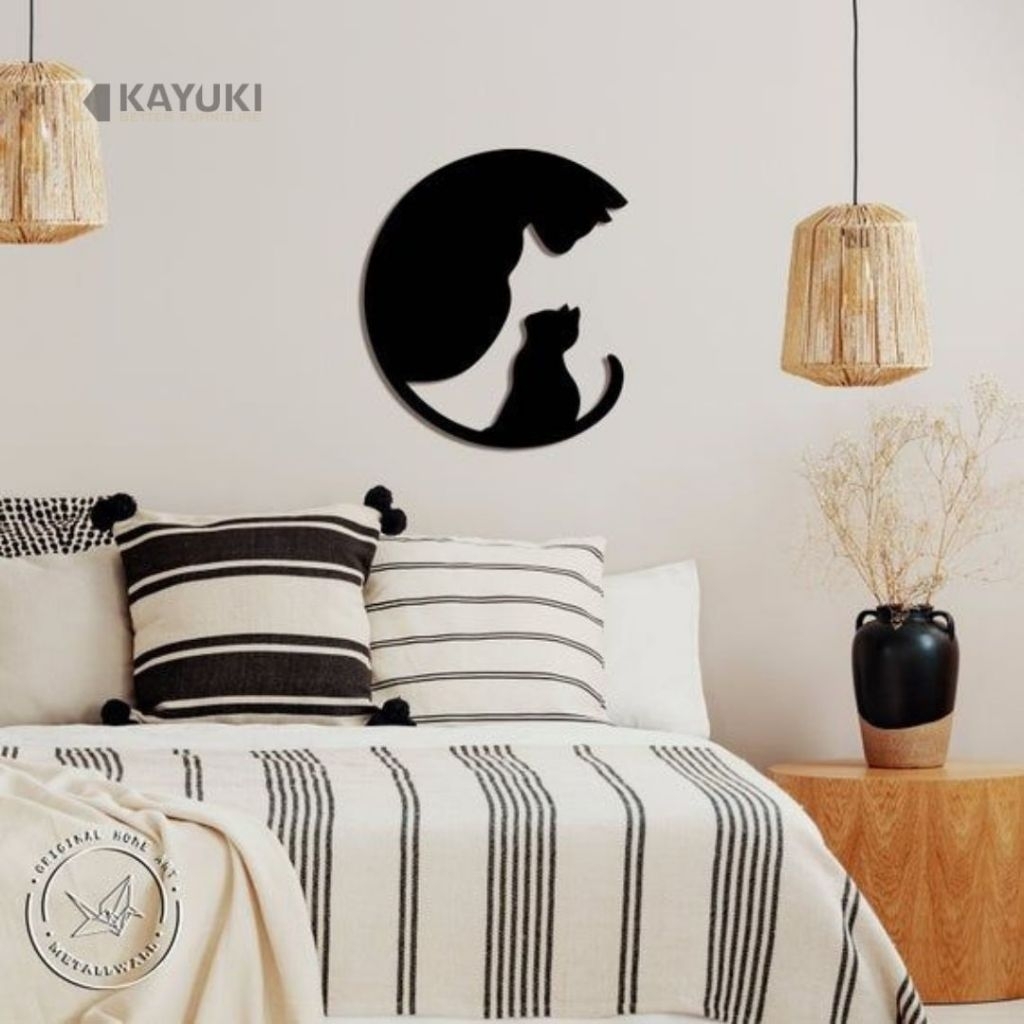 Hiasan Dinding Kayu Motif Ibu Anak Kucing Pajangan Dinding Walldecor Kayu Homedecor Dekorasi Rumah