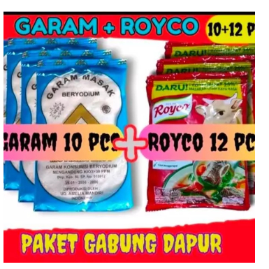 

Paket Murah 10 Pcs Garam Dapur 100gr + 12 Pcs Masako, 10 Pcs Garam 100gr + 12 Pcs Royco