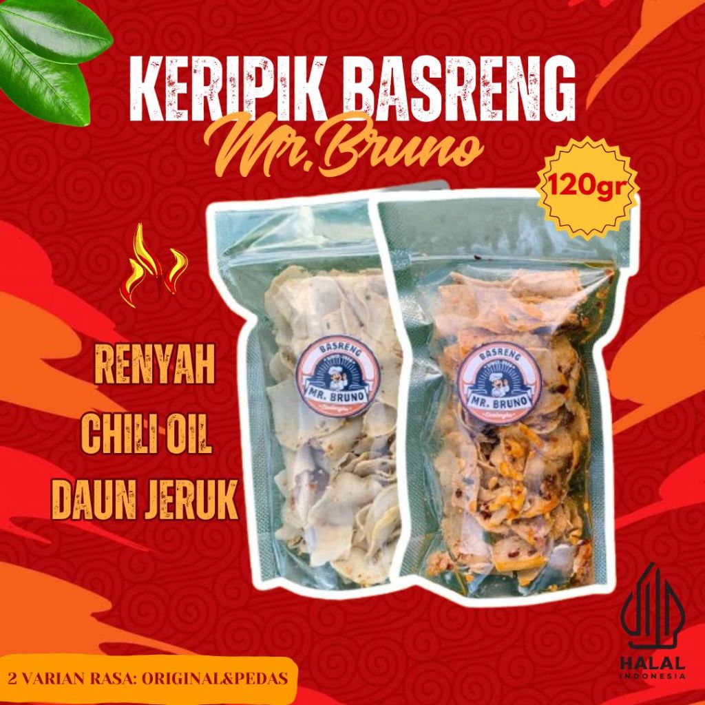 

Keripik Basreng Pedas Original Chili Oil Daun Jeruk Taburan Kacang 110gram