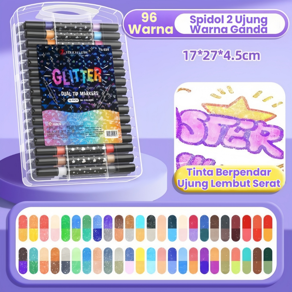 

Set Pena Glitter Dual-tip Spidol Gel ​GLITTER​ ​UJUNG GANDA​ 2 Warna dengan Kepala Ganda
