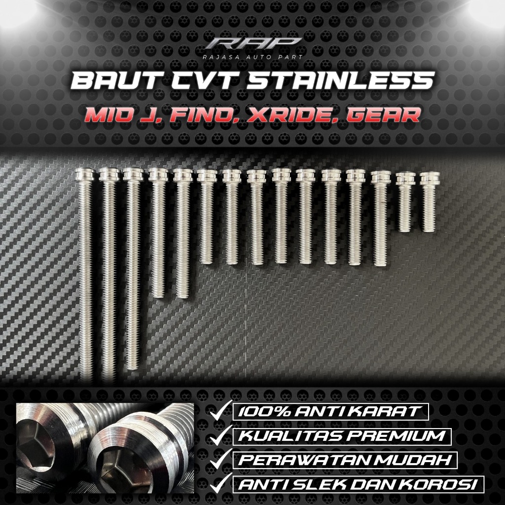 BAUT CVT MIO J FINO XRIDE BAHAN STANLESS ANTI KARAT COSTUME MODEL TITANIUM