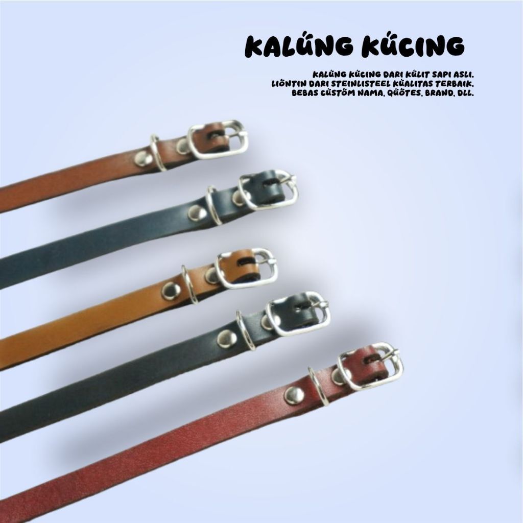 Kalung Kucing Kulit ASLI tanpa Liontin