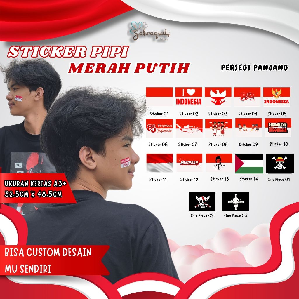 

Stiker Pipi Merdeka X One Piece – Tampil Patriotik & Keren! (isi 144pcs)– Bentuk Kotak/Persegi Panjang, Siap Tempel