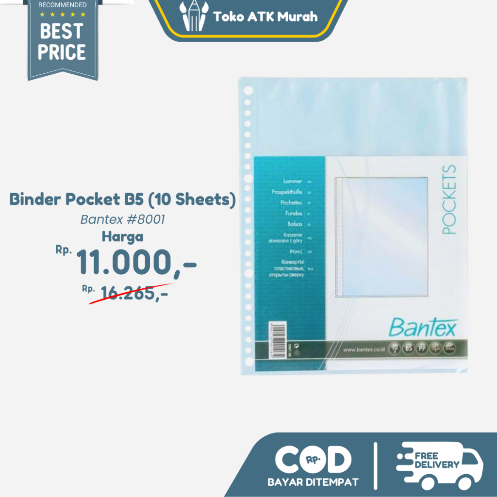 

Bantex Pockets B5 26 Holes (10 sheets) #8001