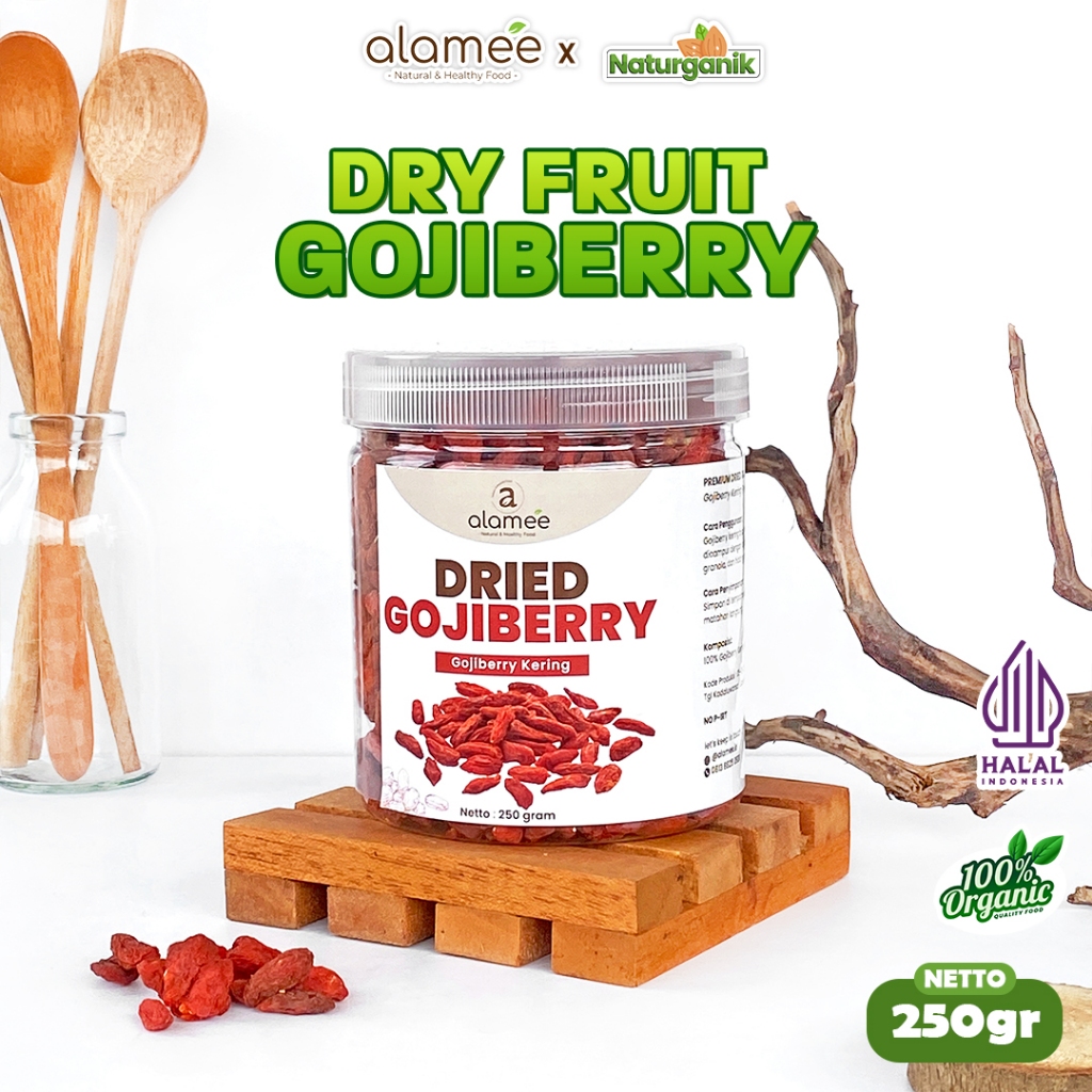 

ALAMEE Gojiberry Kering Cemilan Buah Sehat Rendah Kalori Dried Gojiberry Buah Kici Kering 250gr Naturganik
