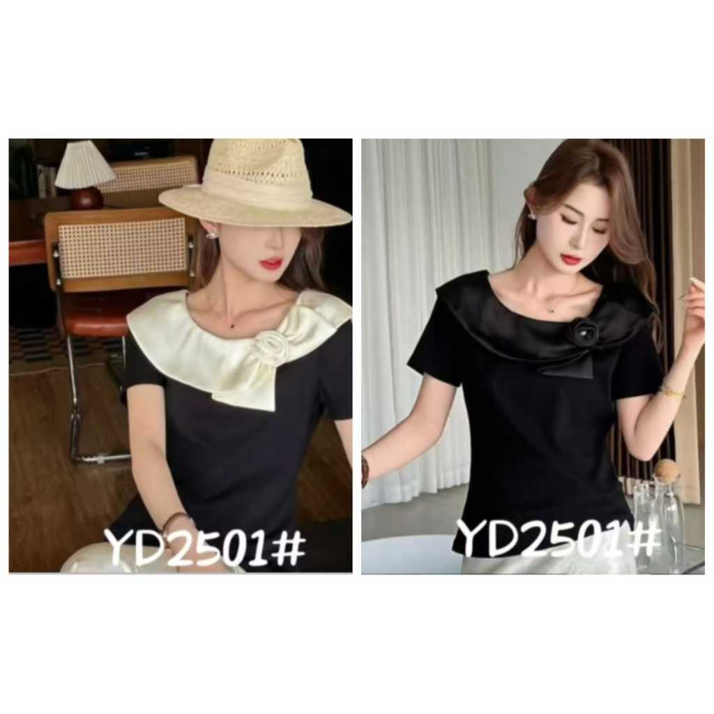 Atasan wanita kaos bunga premium import quality | Kaos strech kombinasi bunga satin | Kaos wanita fa