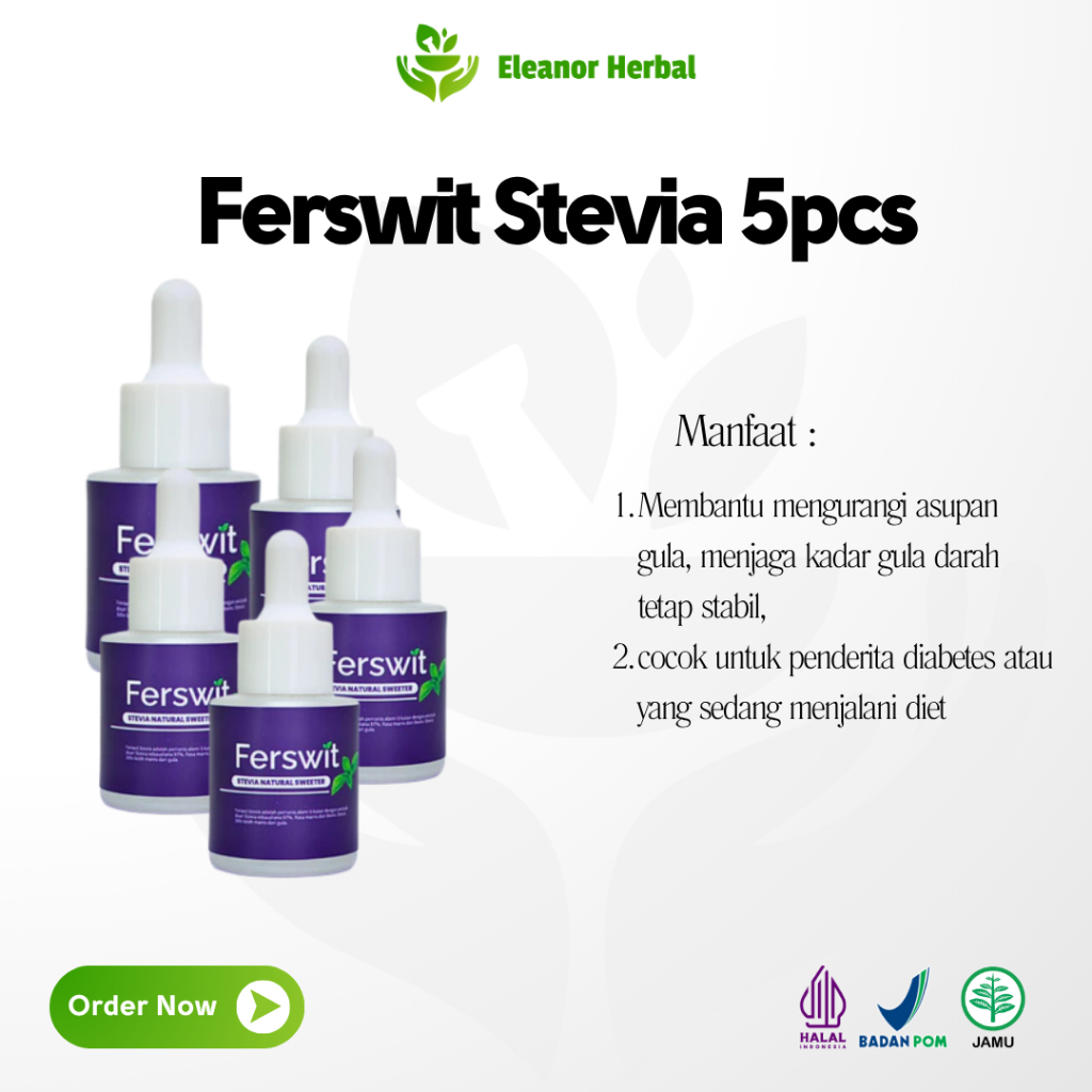 

PROMO 5 PCS FERSWIT - Gula Tetes Stevia 100% Asli sebagai Pemanis Alami