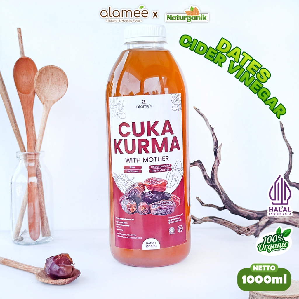 

ALAMEE Cuka Kurma With Mother Original Dates Cider Vinegar Fermentasi Probiotik Herbal 1 Liter Naturganik