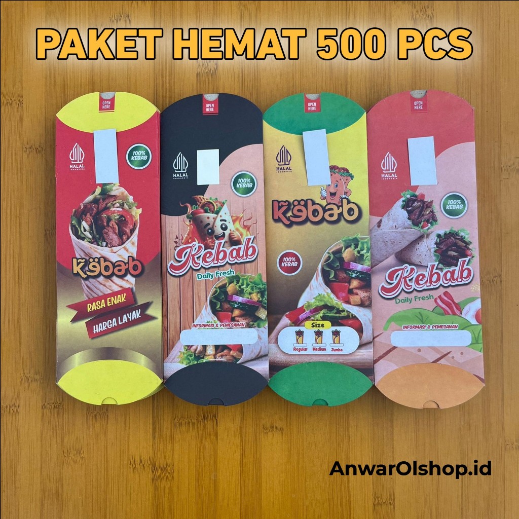 

500 Pcs Kemasan Kebab Jumbo Ukuran 24x9 cm / Dus Kebab / Wadah Kebab / Box Kebab