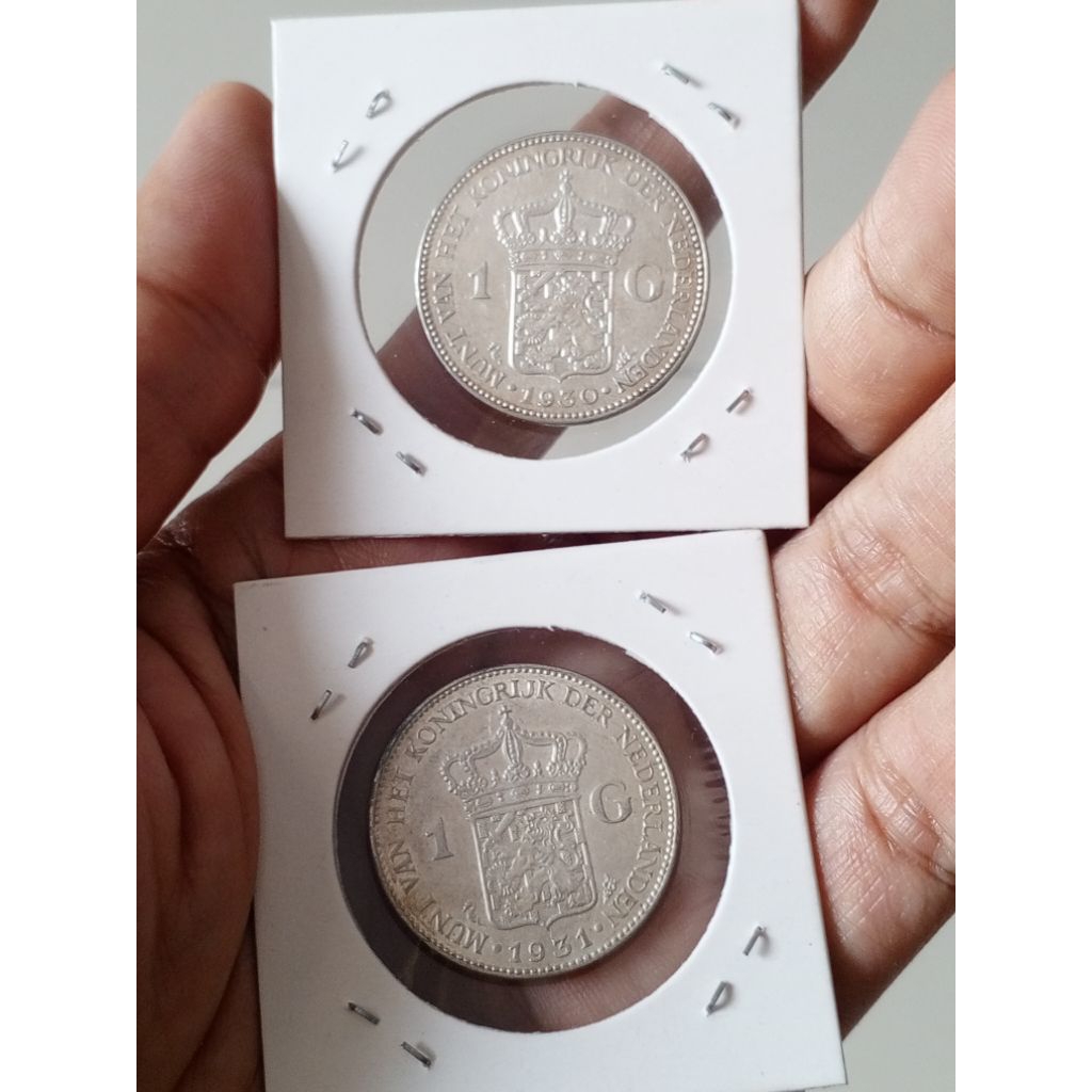 koin perak 1 Gulden Wilhelmina thn 1930 dan 1931 lot 2kpg