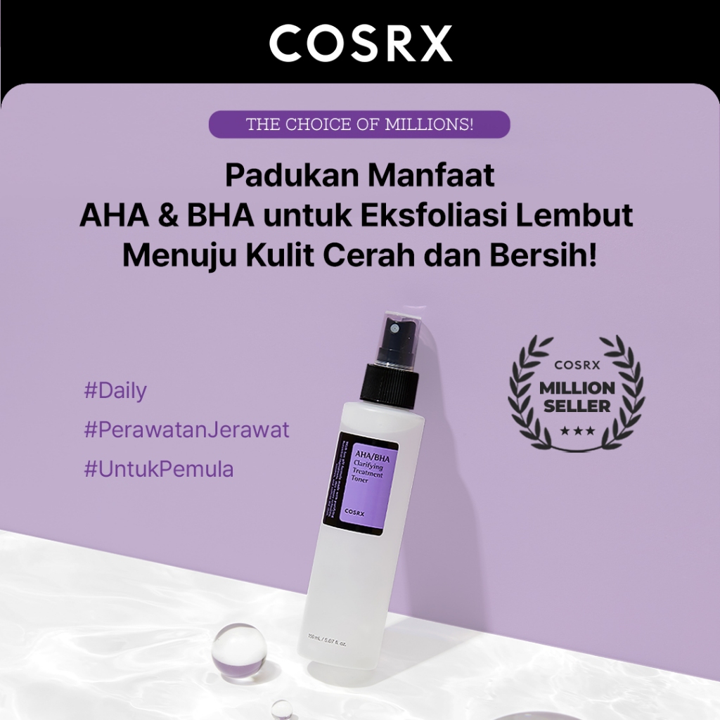 COSRX AHA/BHA Clarifying Treatment Toner - 150 ML (Toner Eksfoliasi Ringan Untuk Semua Jenis Kulit)