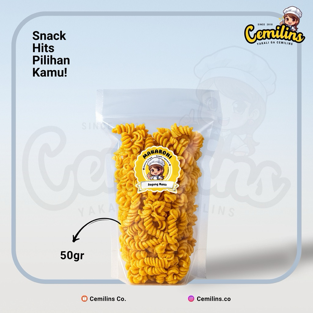 

Makaroni 50gr by Cemilins.co – Camilan Renyah, Enak, dan Bikin Nagih! Snack Cemilan Pedas