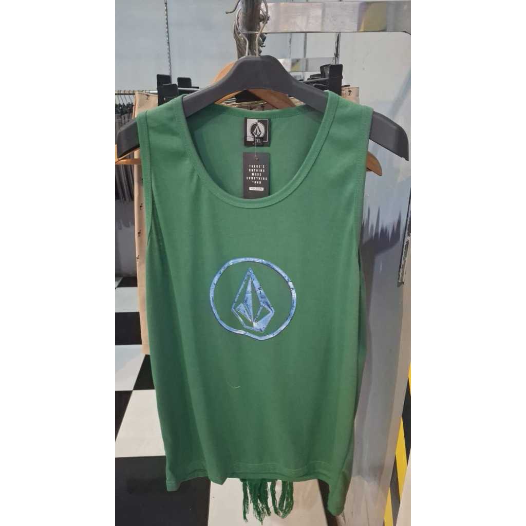 Volcom Singlet Hijau Original  SALE Terbatas Kaos Tanpa Lengan Pria